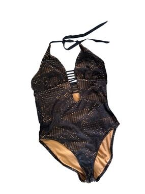 Massimo Black Crochet One-Piece Swimsuit